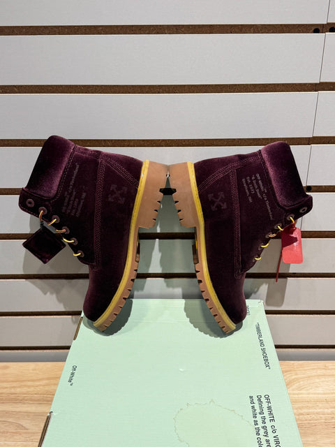 Timberland 6" Boot Off-White Velvet Wine (Women's) Sz 6M/7.5W