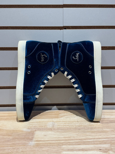 Christian Louboutin Louis Orlato Flat Velvet Blue Sz 8