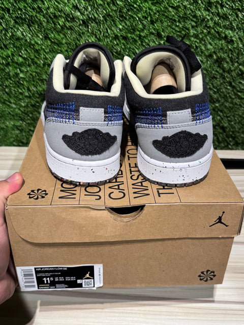 Jordan 1 Low SE Crater Black Grey Sz 11.5