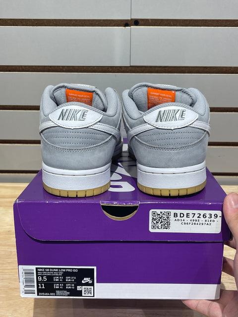 Nike SB Dunk Low Pro ISO Orange Label Wolf Grey Gum Sz 9.5