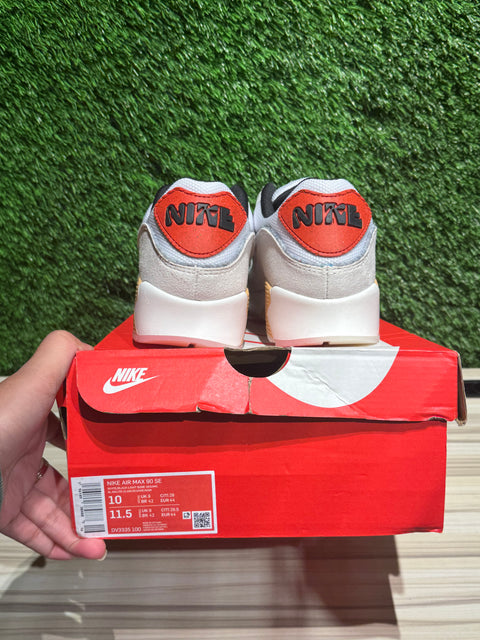 Nike Air Max 90 SE Swoosh Fiber White Sz 10M