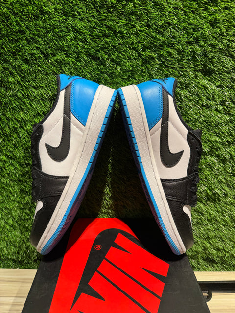 Jordan 1 Retro Low OG Black Dark Powder Blue Sz 7.5M