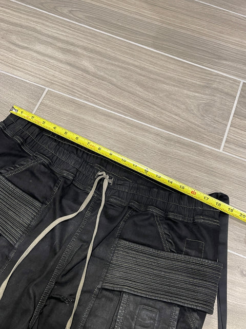 Rick Owens DRKSHDW Black Waxed Cargo Pants