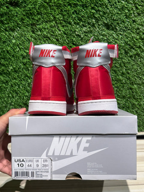 Nike Vandal High Supreme University Red Metallic Silver Sz 10M