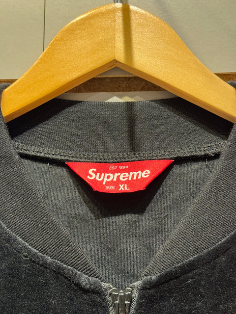 Supreme Velour Zip Up Jacket Black Sz XL