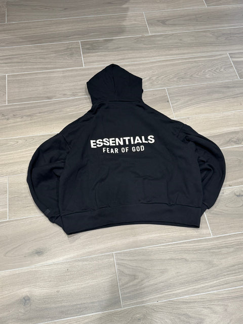 NWT Fear of God Essentials Classic Fit Fleece Hoodie Black Sz XL