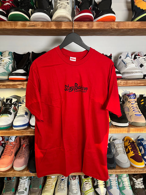 Supreme Red Stay Positive Tee Sz L