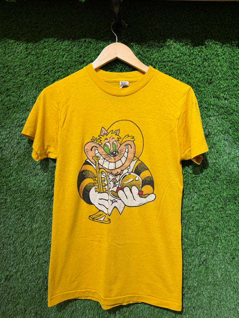 VTG Made In USA Champion Yellow Cat Tee Sz M True Vintage