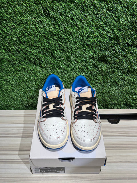 Jordan 1 Retro Low OG SP Fragment x Travis Scott Sail Military Blue (PS) Sz 1Y