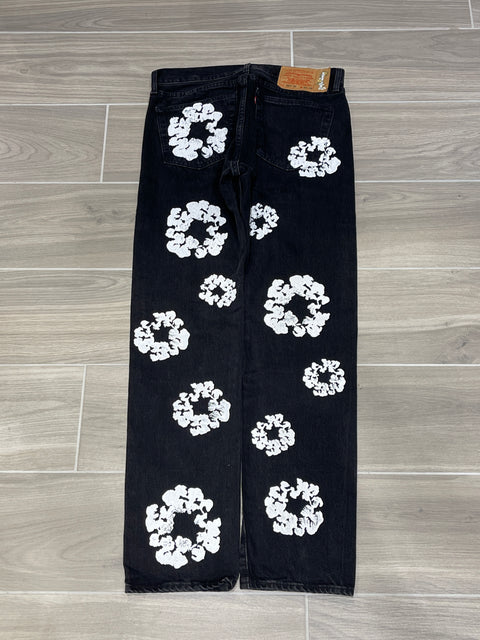 Denim Tears x Levi's Cotton Wreath 501 Black Jeans 33x32