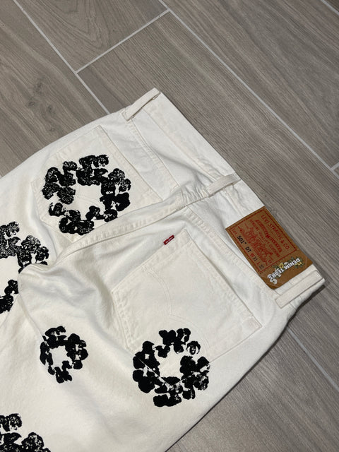 Denim Tears x Levi's Cotton Wreath 501 White Jeans 31x32