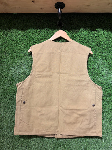 Brown Filson Fishing Hunting Tan Khaki Vest Sz L