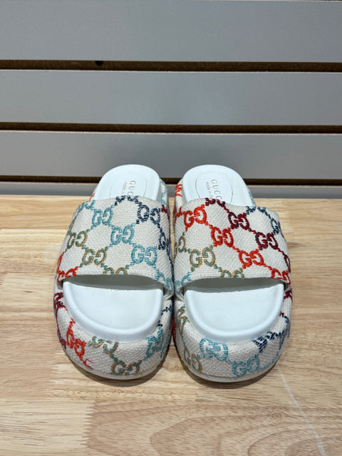 Gucci Women's Platform Sandal 'White Multi' Sz 6M