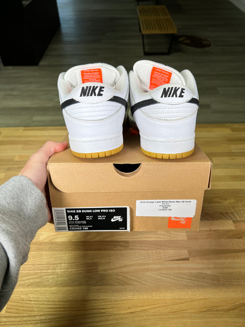 2019 Orange Label White Gum Nike SB Dunk Low Sz 9.5