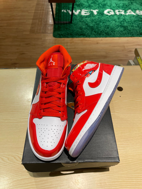 Jordan 1 Mid Barcelona Sweater Red Patent (GS)