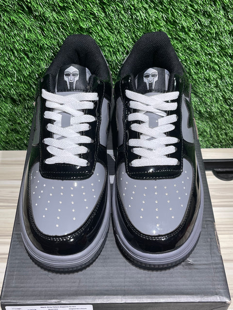 Black Grey Patent Bapesta Sz 9.5