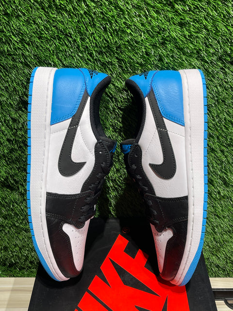 Jordan 1 Retro Low OG Black Dark Powder Blue Sz 10.5