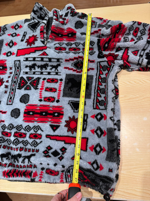 Unique Art Unlimited Patterned Quarter Zip Fleece Sz L