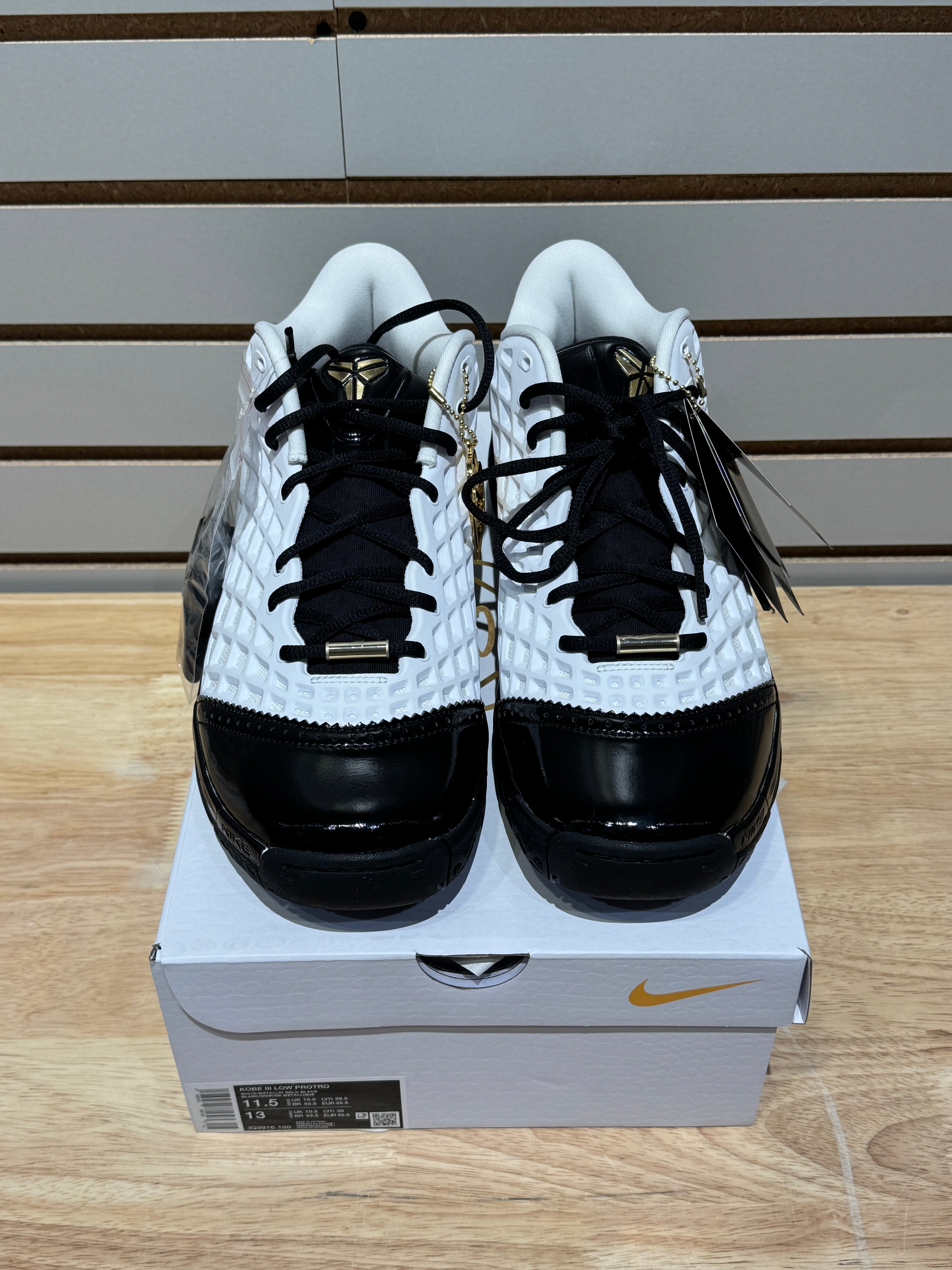 Nike Kobe 3 Low Protro White Black Metallic Gold Sz 11.5 – Sneak City