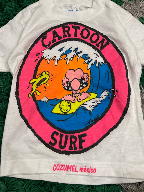 Vintage Surf Cartoons Caribe Caribbean White Kids Shirt