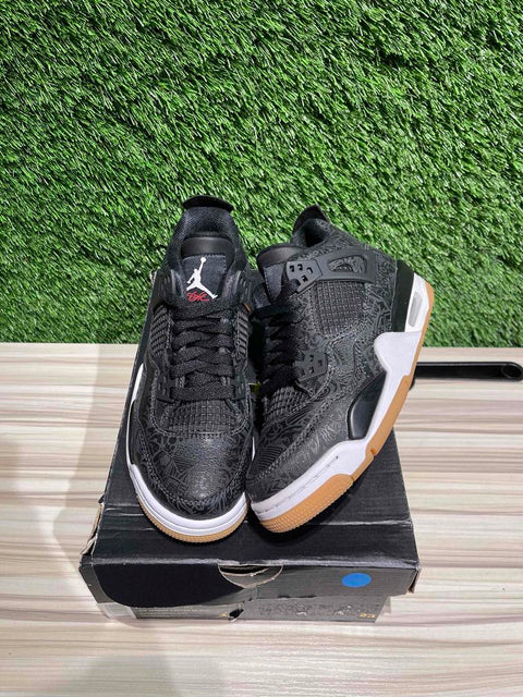 Jordan 4 Retro Laser Black Gum (GS) Sz 4Y