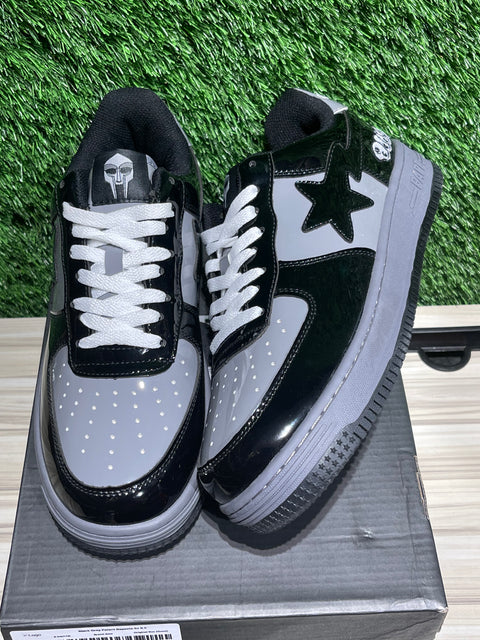 Black Grey Patent Bapesta Sz 9.5