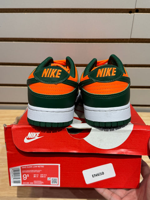 Nike Dunk Low Retro Miami Hurricanes Sz 9.5