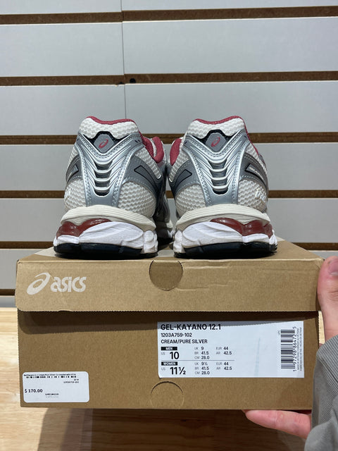 ASICS Gel-Kayano 12.1 Silver Burgundy Sz 10