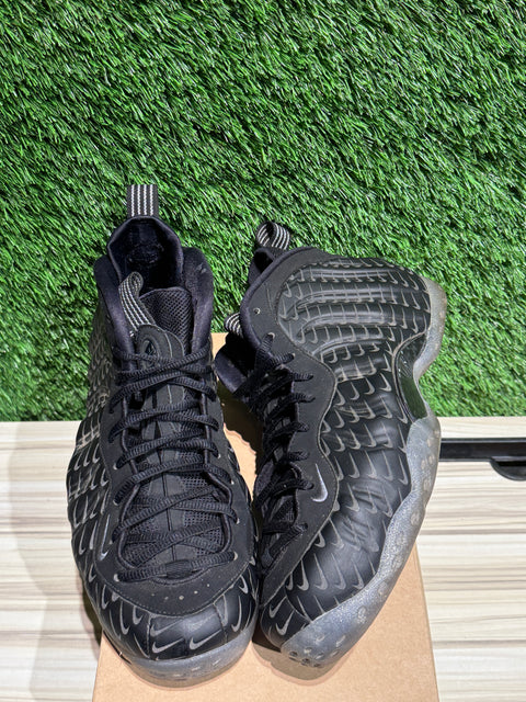 Nike Air Foamposite One All-Over Swoosh Black Sz 8.5