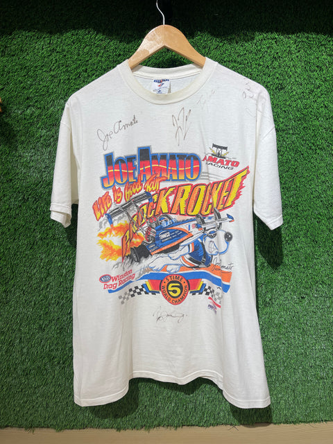 Vintage *SIGNED* 1998 Joe Amato NHRA Racing Tee Sz L