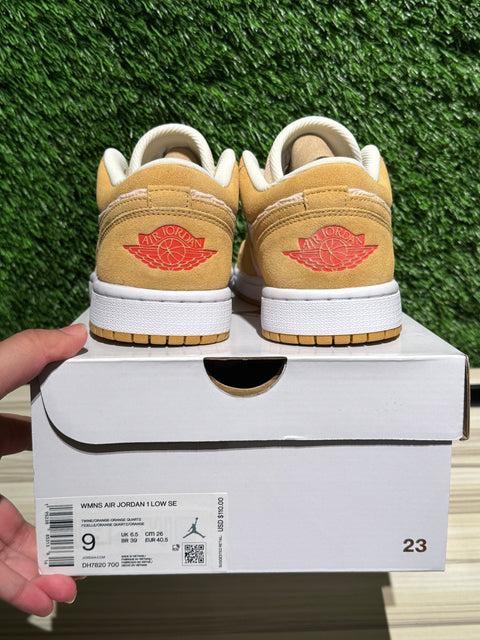 Jordan 1 Low SE Twine Orange Quartz Corduroy (Women's) Sz 9W/7.5M