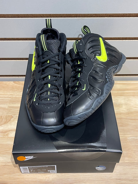 Nike Little Posite Pro Black Voltage Yellow Sz 7Y