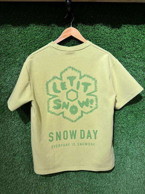 Lime Green Snow Day Tee Sz S