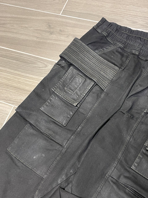 Rick Owens DRKSHDW Black Waxed Cargo Pants