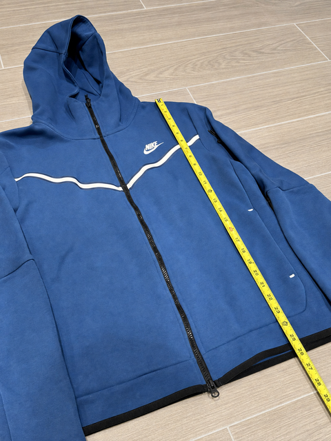 Mens NIKE SPORTSWEAR Blue Full Zip Tech Fleece Hoodie Sz L