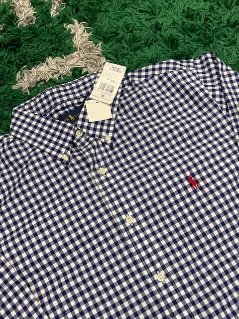 Polo Ralph Lauren NWT Gingham Check Shirt Blue/Red Pony Button Down