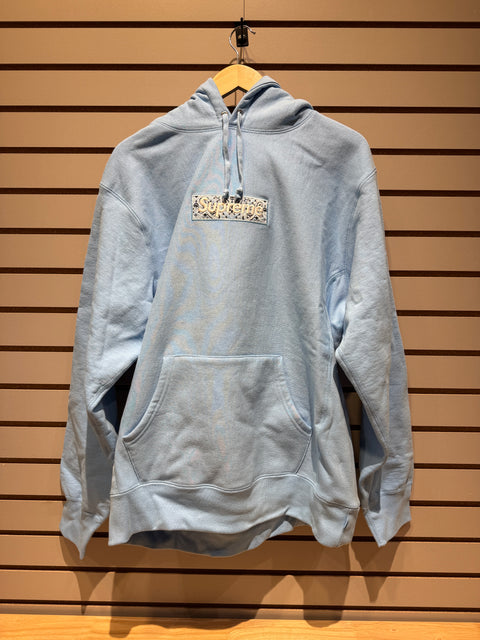 Supreme Bandana Box Logo Hooded Sweatshirt Light Blue Sz XL