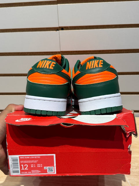 Nike Dunk Low Retro Miami Hurricanes Sz 12