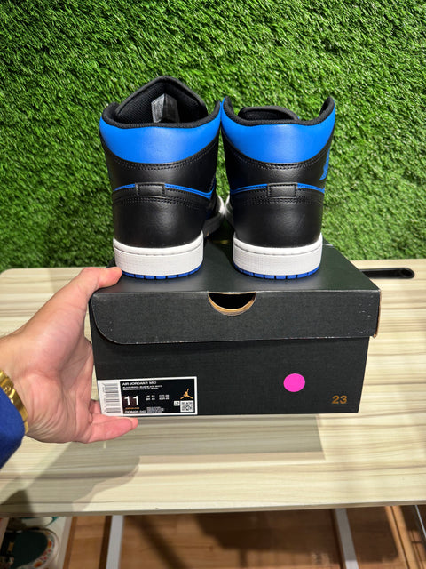 Jordan 1 Mid Black Royal Blue Sz 11