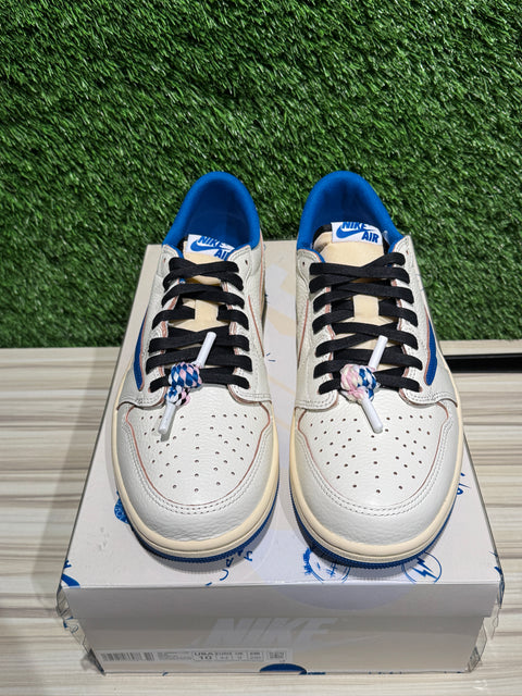 Jordan 1 Retro Low OG SP Fragment x Travis Scott Sail Military Blue Sz 10