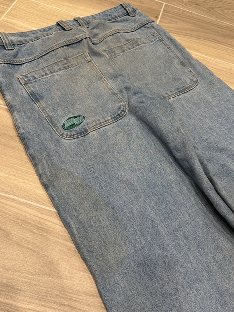 Bombshell Orbits Wide-leg Light Wash Denim Jeans