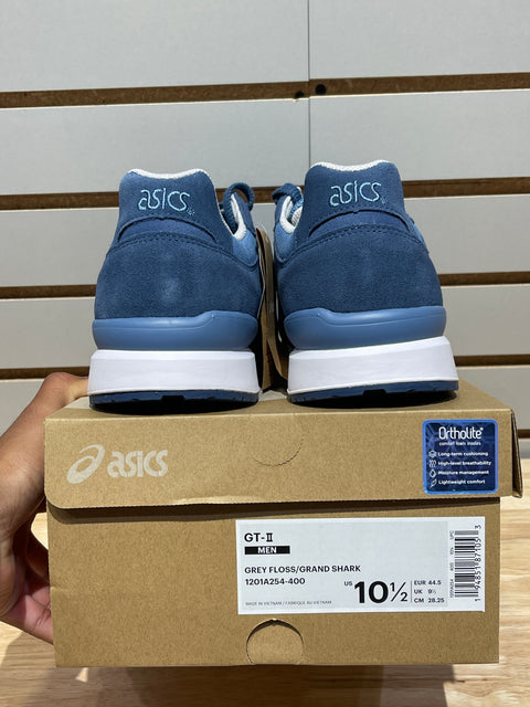 ASICS GT-II Grey Shark Blue Sz 10.5M