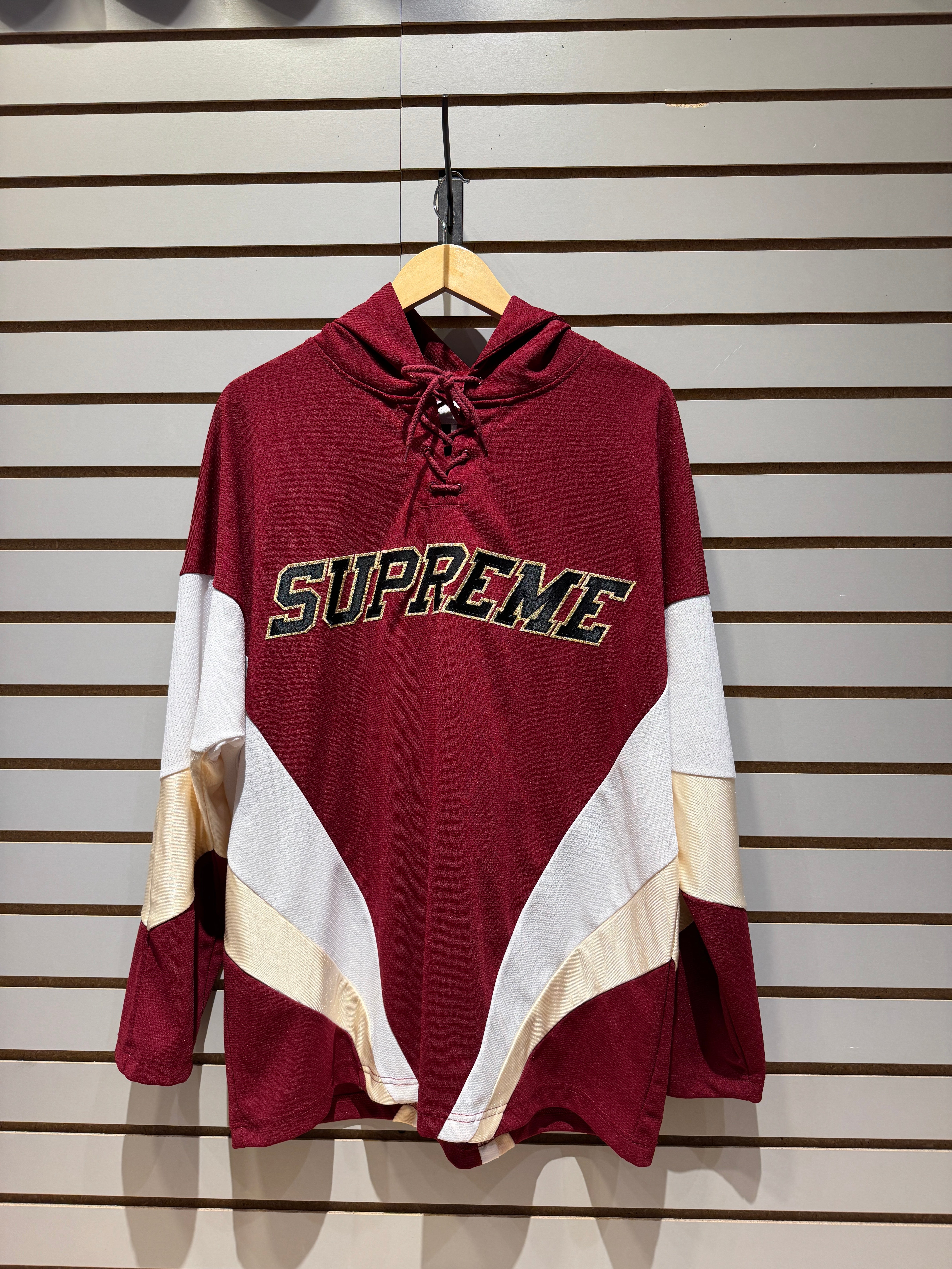 Supreme Hooded Hockey Jersey ロイヤル 17aw Supreme Hooded Hockey Jersey Burgundy Sz L – Sneak City