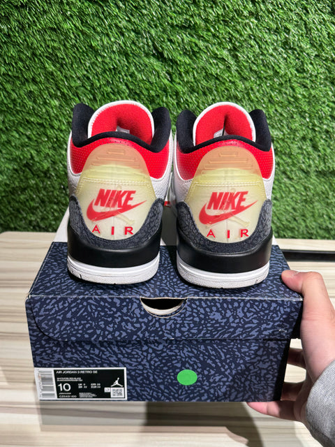 Jordan 3 Retro SE Fire Red Denim (2020) Sz 10M