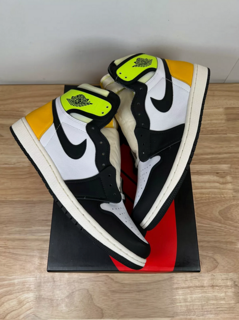 Jordan 1 Retro High White Black Volt University Gold