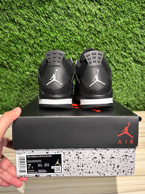 Jordan 4 Retro Black Canvas (GS) Sz 7Y