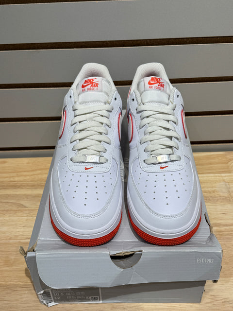 Nike Air Force 1 Low '07 White Picante Red Sz 10.5