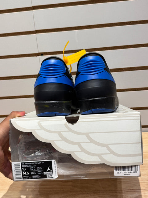 Jordan 2 Retro Low SP Off-White Black Blue Sz 13