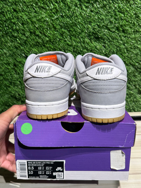 Nike SB Dunk Low Pro ISO Orange Label Wolf Grey Gum Sz 8.5M