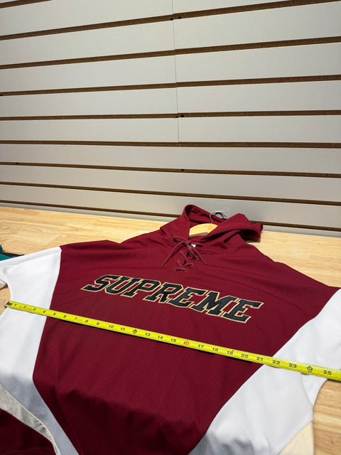 Supreme Hooded Hockey Jersey Burgundy Sz L